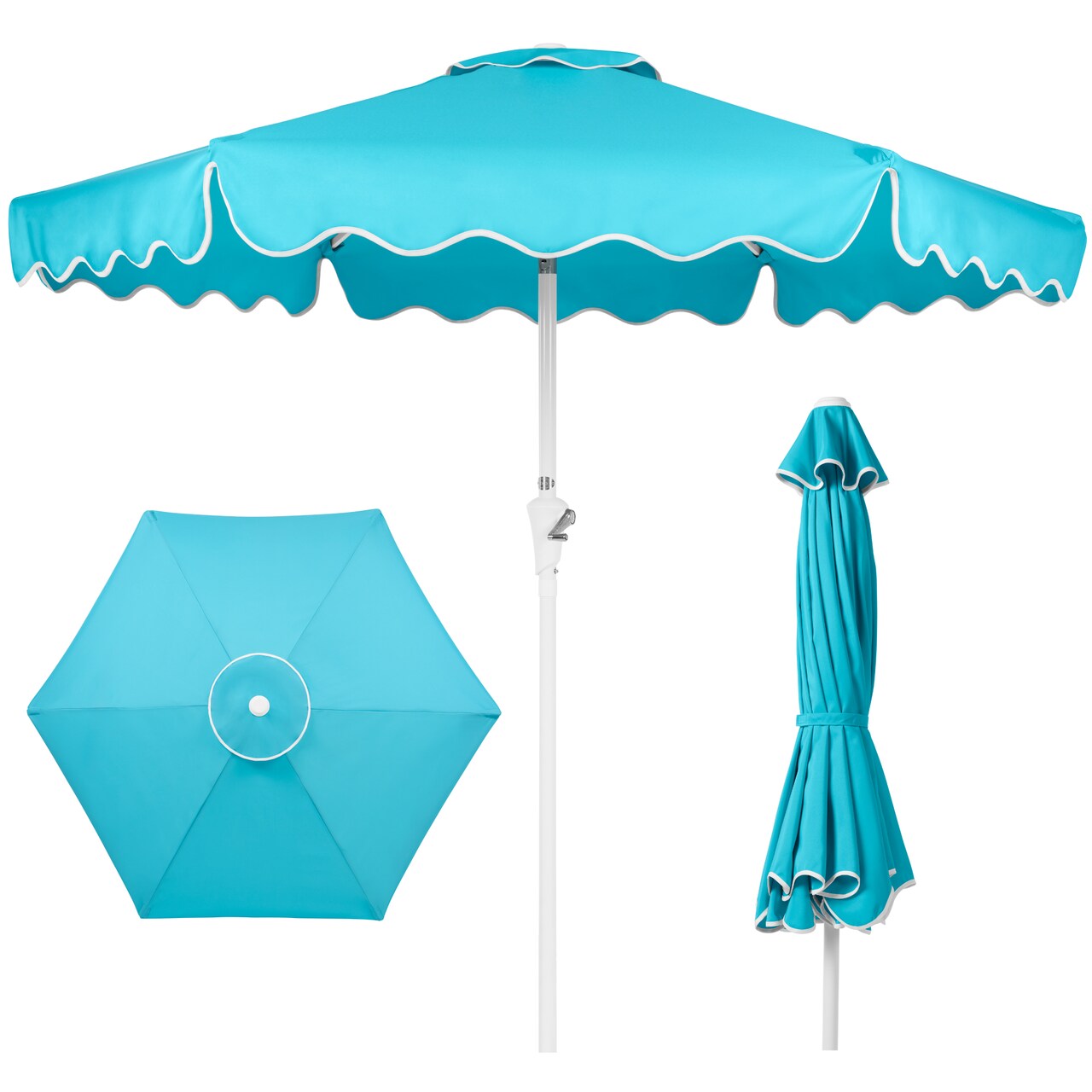Best Choice Products 7.5ft Patio Market Umbrella with Wavy Trim, Fade-Resistant, Crank & Tilt, Wind Vent